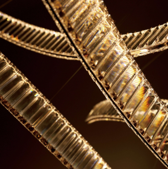 Lucretia Lighting Pharaoh Horizontal Crystal Pendant bespoke lighting detail showcasing handcrafted crystal rings and premium custom chandelier design