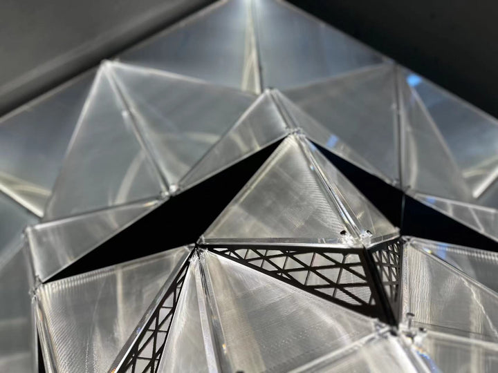 Lucretia Lighting Proteus custom ceiling light with architectural geometric acrylic detail