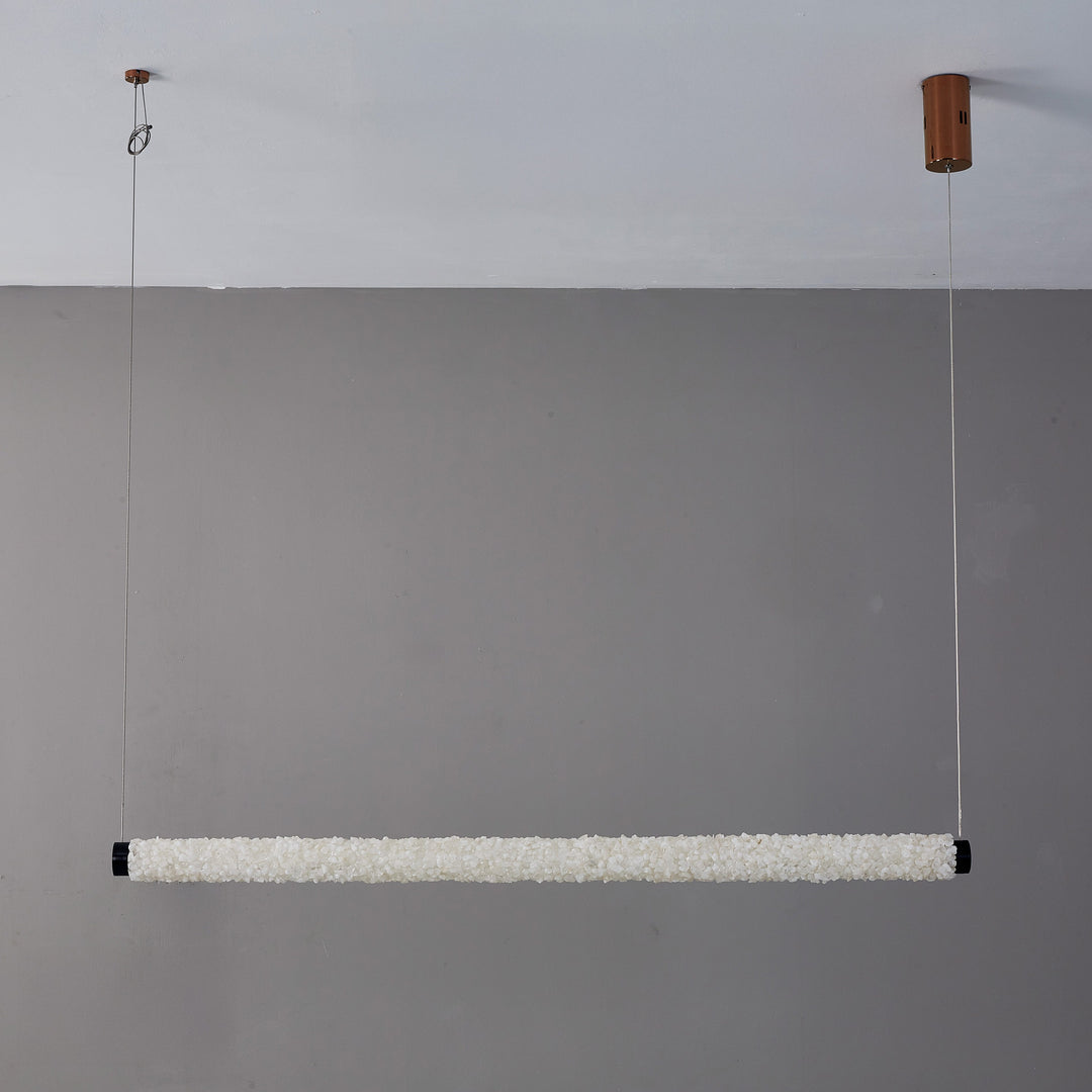 Serra Line long crystal linear pendant light with slim 60mm profile providing balanced modern architectural illumination