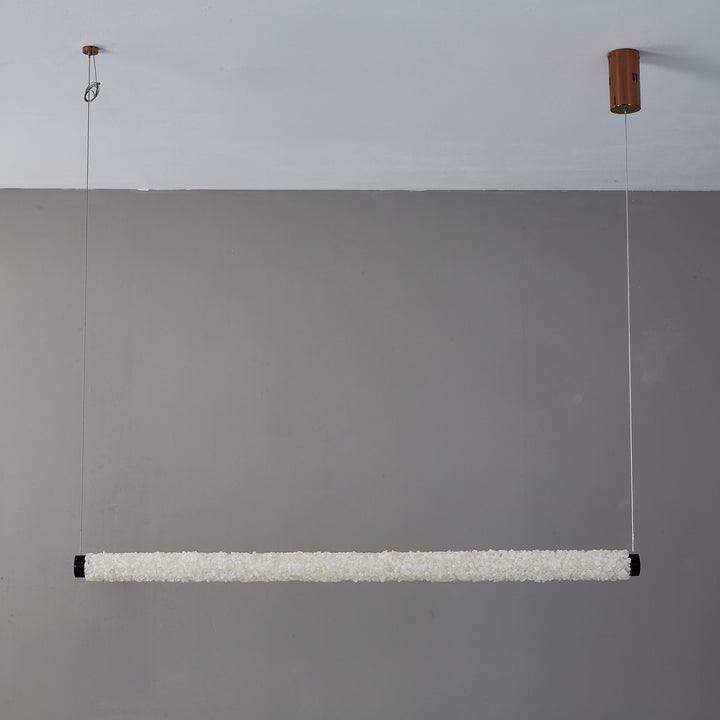 Serra Line long crystal linear pendant light with slim 60mm profile providing balanced modern architectural illumination
