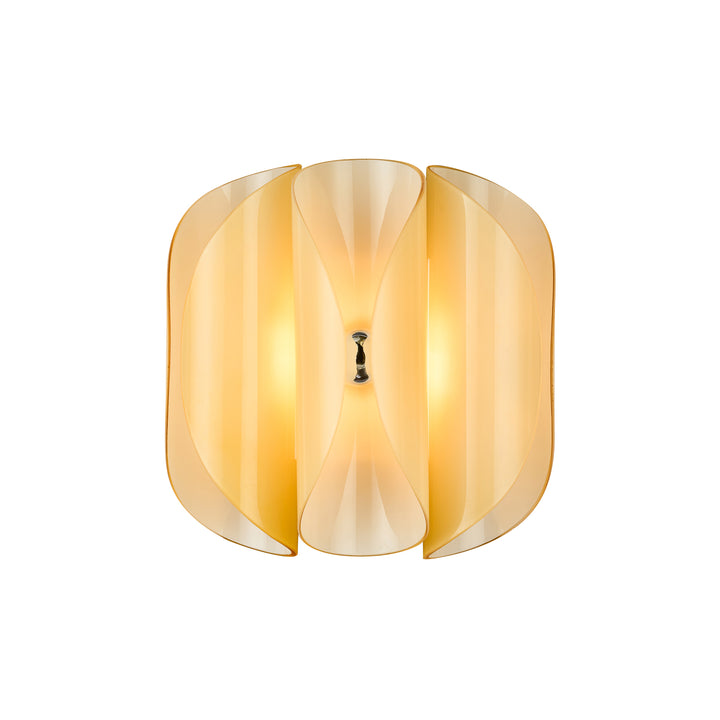 Solvia B3 amber glass luxury wall lamp featured in dining room setting offering soft ambient lighting by Lucretia Lighting