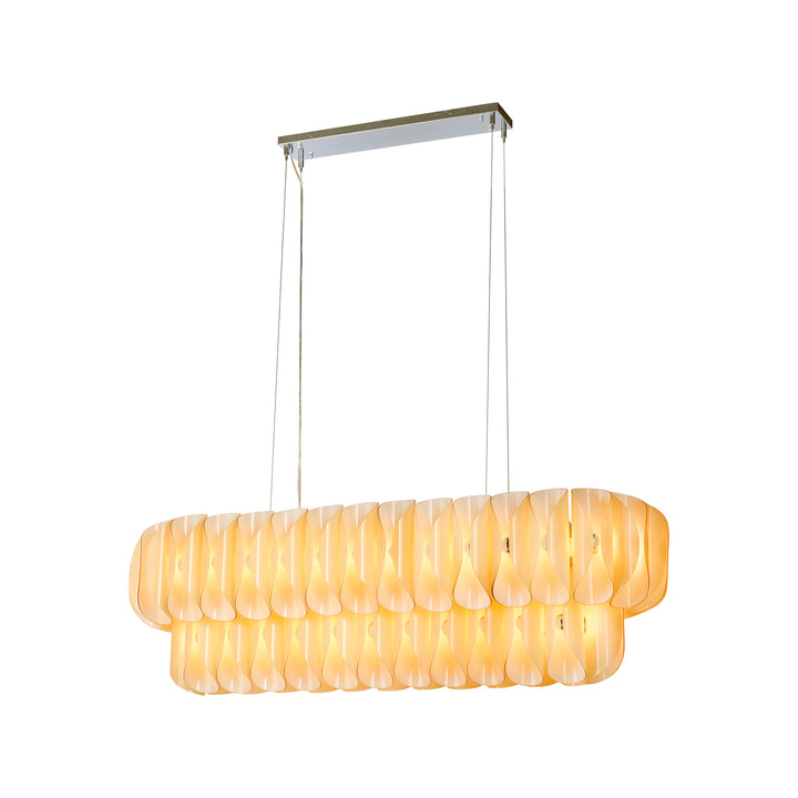Lucretia Lighting Solvia Cascade 1540 pendant in amber glass finish creating warm radiant cascade lighting effect