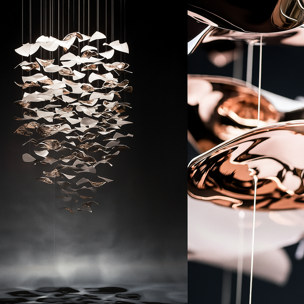 Lucretia Lighting Square Wave bespoke lighting shown as a custom square glass LED architectural feature in a luxury interior