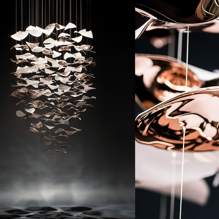 Lucretia Lighting Square Wave bespoke lighting shown as a custom square glass LED architectural feature in a luxury interior