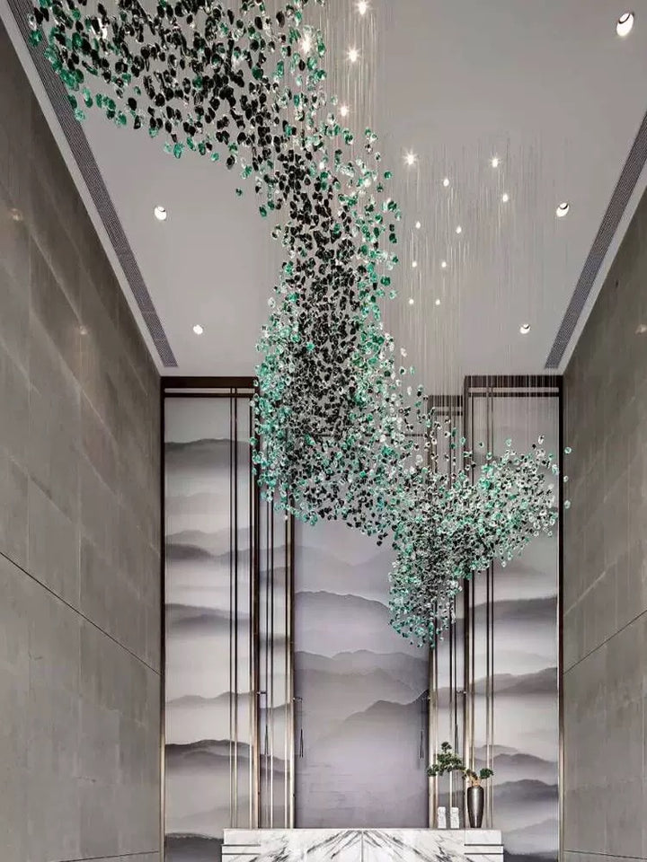 Lucretia Lighting StoneLuxe bespoke suspended stone sculpture illuminating a luxury corridor