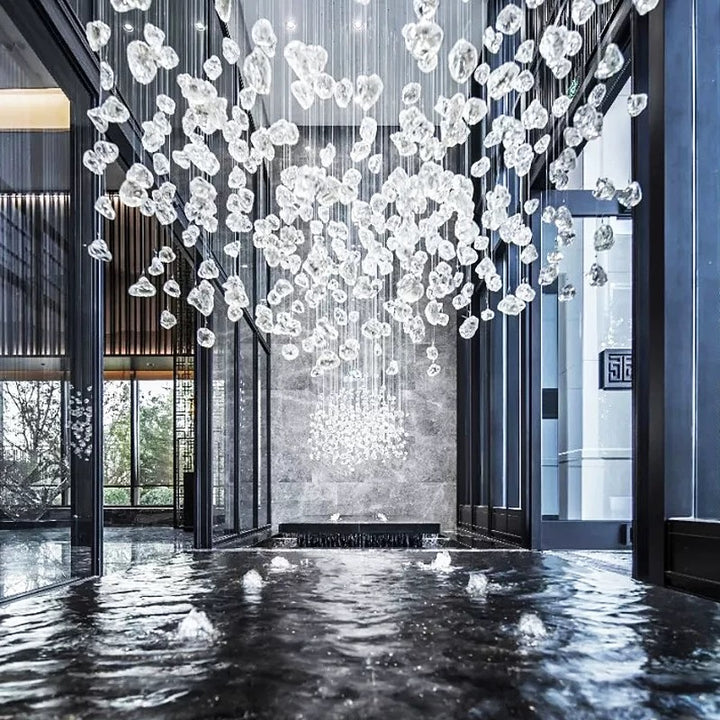 Lucretia Lighting StoneLuxe white stone custom hanging installation for premium architectural voids