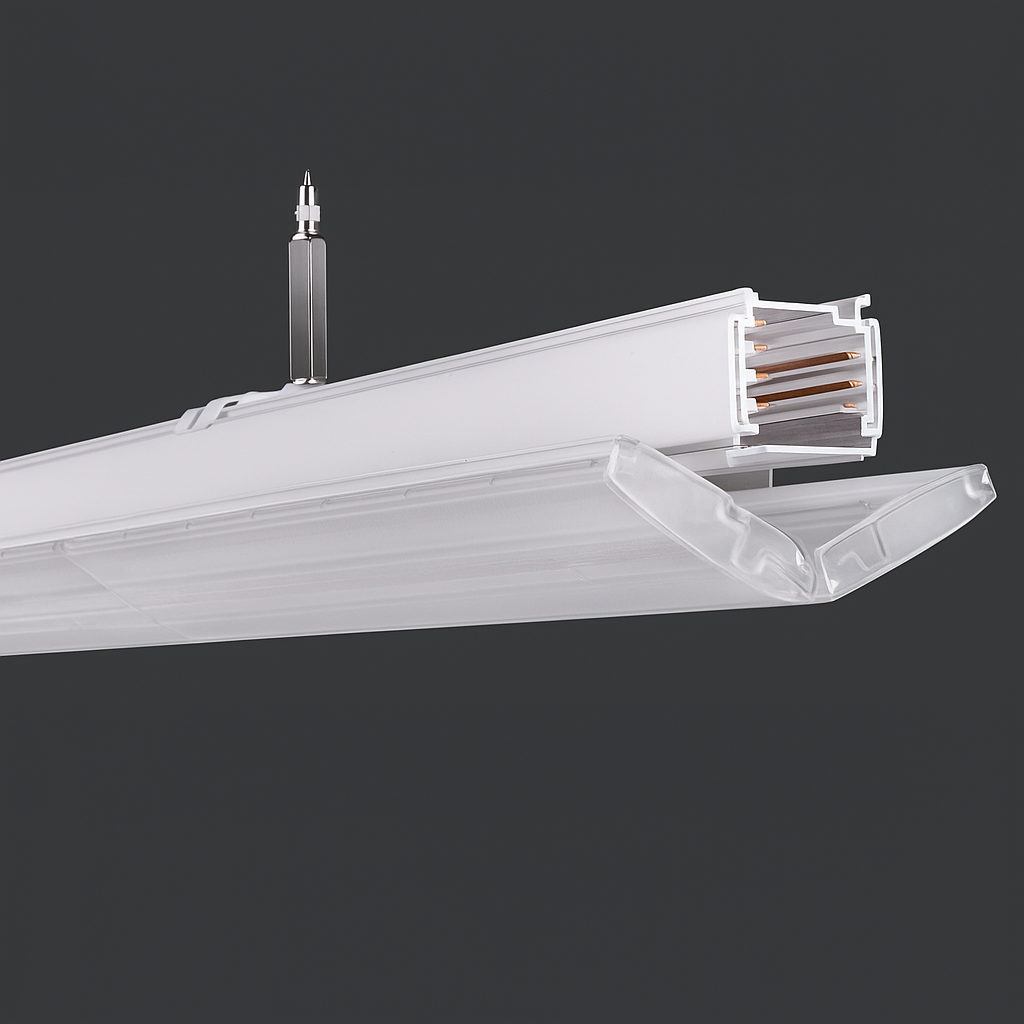 Lucretia Lighting Supermarket Pro K2 dual linear track light for high-performance retail aisle illumination