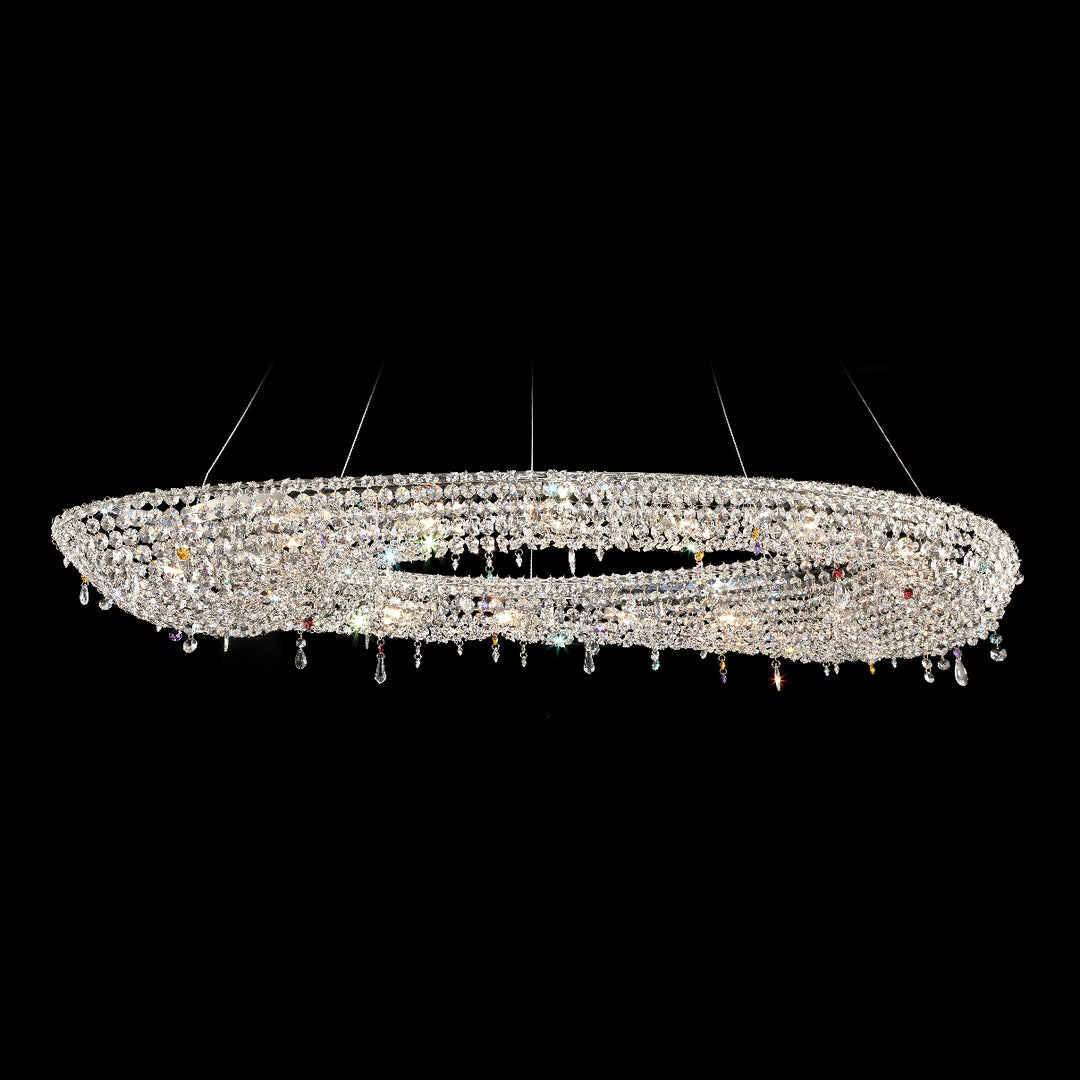 Trinity Oval 120 designer crystal chandelier by Lucretia Lighting featuring an elongated oval silhouette with premium crystal detailing