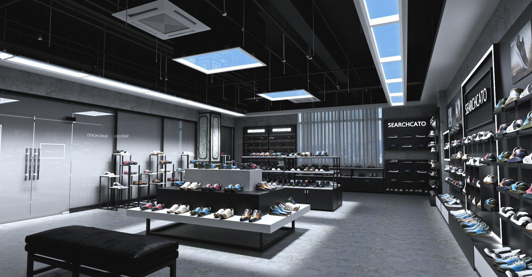 Lucretia Lighting U-Skylight LED sunlight simulation lighting enhancing a luxury automotive service bay with bright natural-style illumination