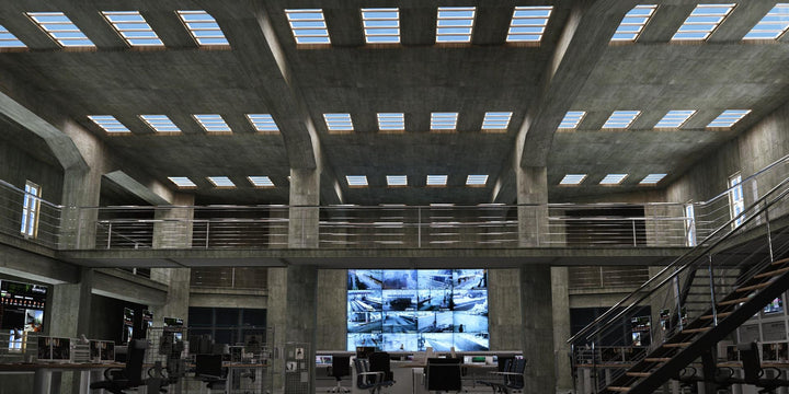 Lucretia Lighting U-Skylight sunlight simulation LED lighting enhancing a museum display gallery with natural daylight-style illumination