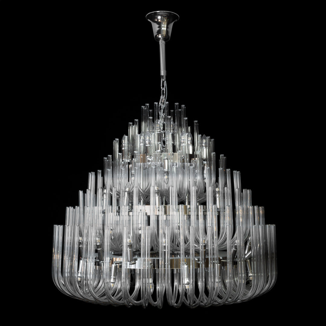 Lucretia Lighting Verona Symphony bespoke luxury glass-tube chandelier for grand voids, stairwells and high-ceiling interiors, premium designer lighting feature