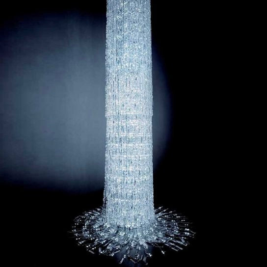 Lucretia Lighting Waterfall bespoke lighting crystal void chandelier creating an architectural statement lighting feature for large spaces