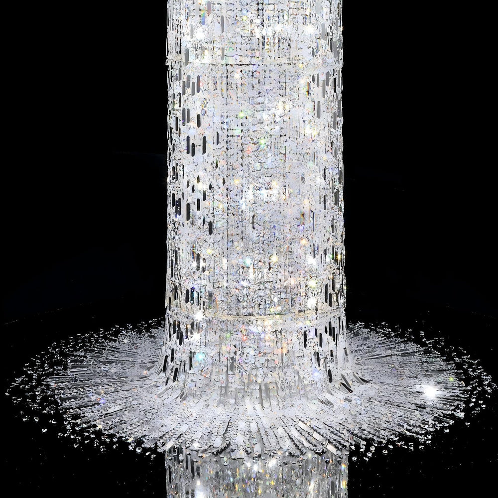 Lucretia Lighting Waterfall bespoke lighting custom crystal chandelier close-up showing premium craftsmanship and luxury lighting details