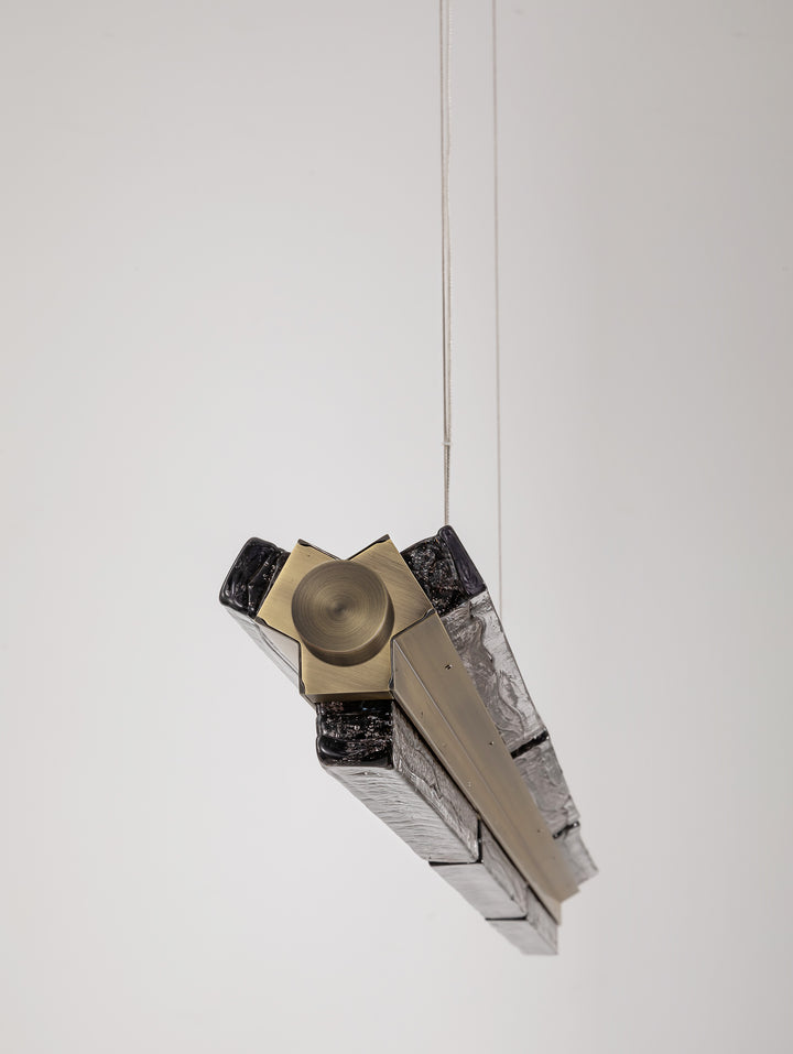 Bottom view of the Running Water Horizon modern linear pendant light.