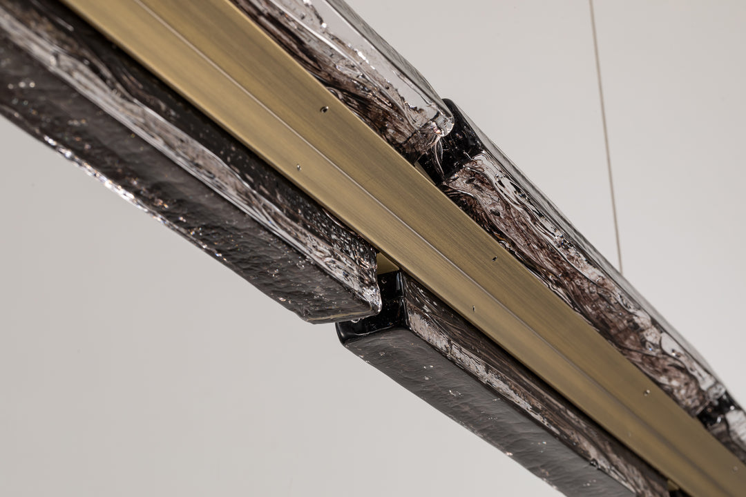 Running Water Horizon luxury linear pendant light showcasing premium hand-blown glass craftsmanship.