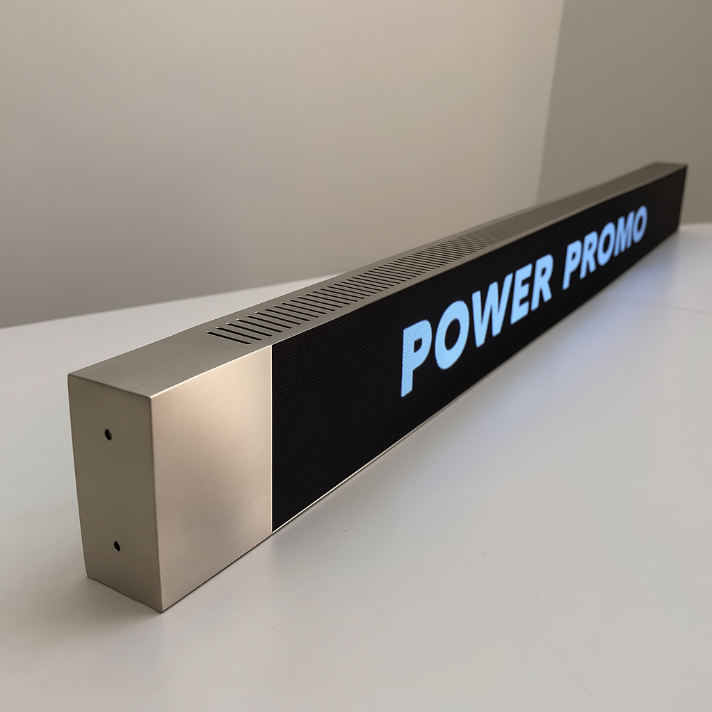 Ultra-wide LED banner screen for retail digital signage with slim aluminium housing