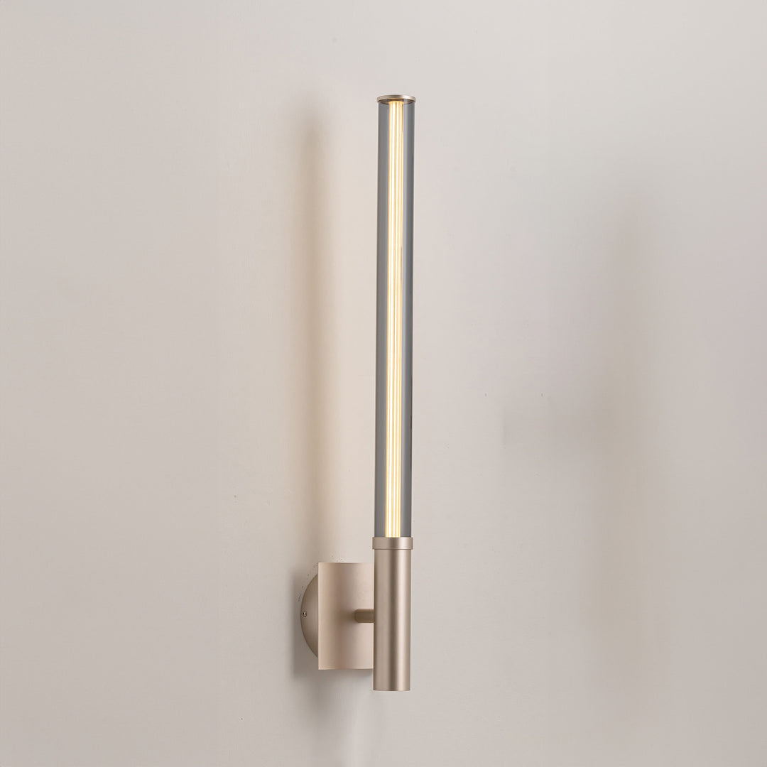 lumiblade 600 led wall lamp slim modern vertical wall light in brushed finish for hallways bedrooms and contemporary interiors