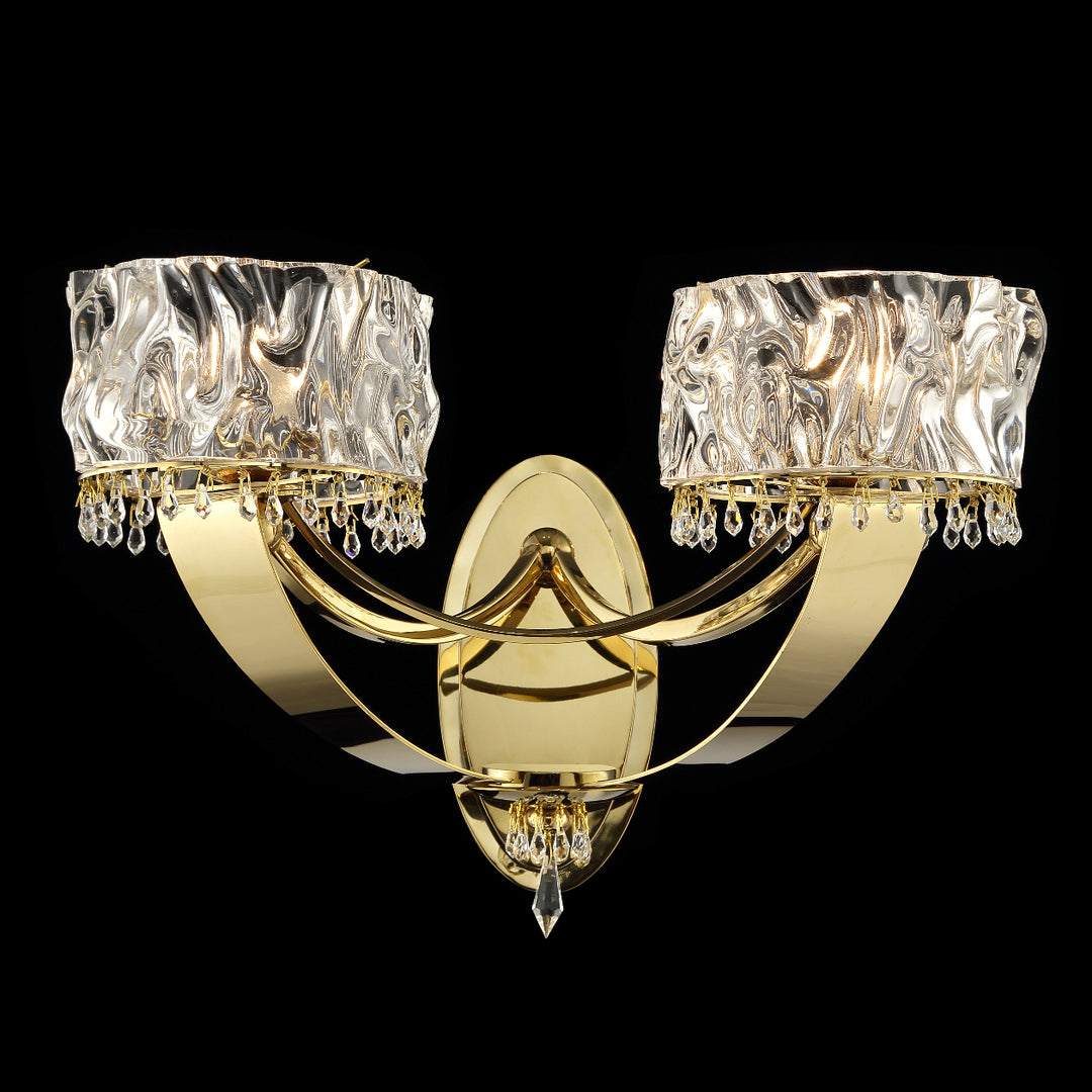 Luxe Di Lusso Wall Lamp 2 luxury crystal wall light with twin glass shades, modern LED wall lamp for bedrooms hallways living rooms elegant interior lighting