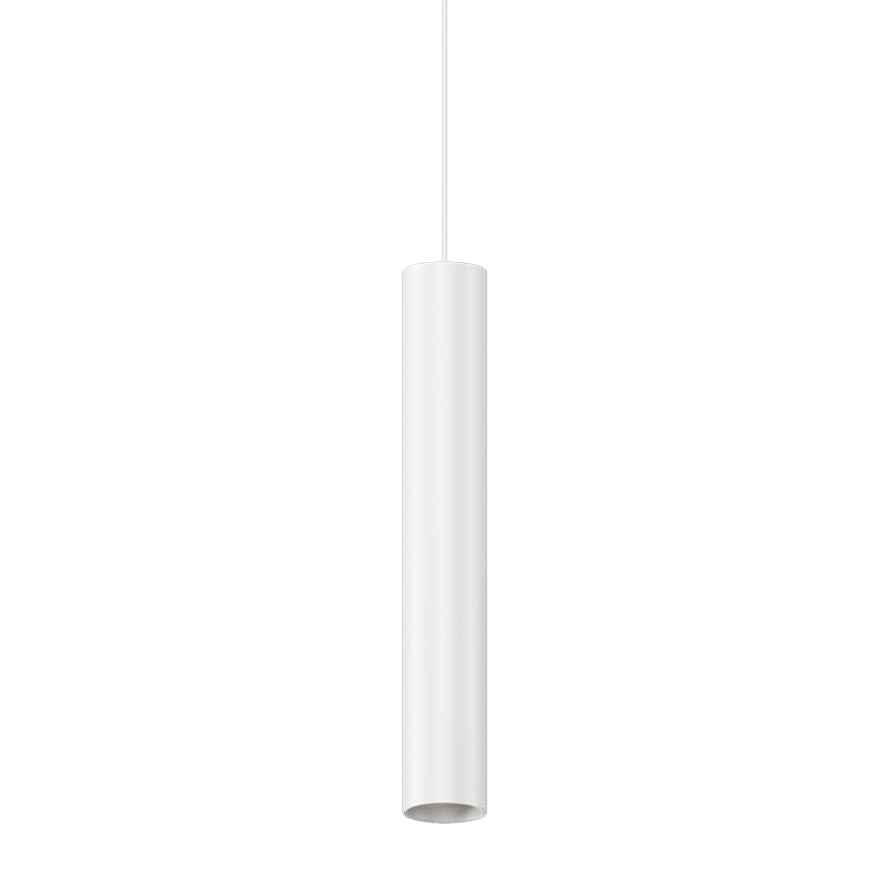 Cylindrical magnetic track pendant light DC48V in white finish for kitchen island and dining lighting