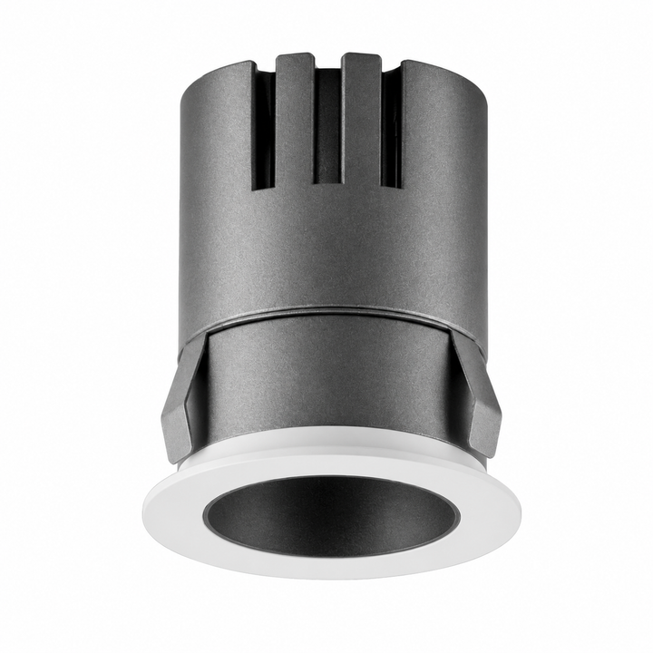 Compact MICRO 50 architectural LED downlight illustrating the 50 mm cut-out size.