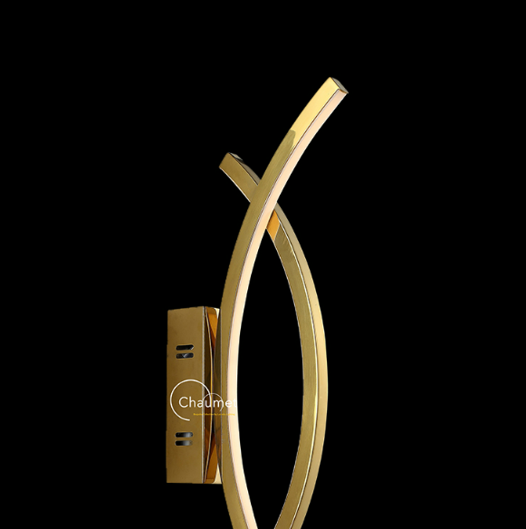 side view of modern curved led wall lamp on dark background ideal for contemporary wall lighting ambient hallway wall light and stylish interior accents