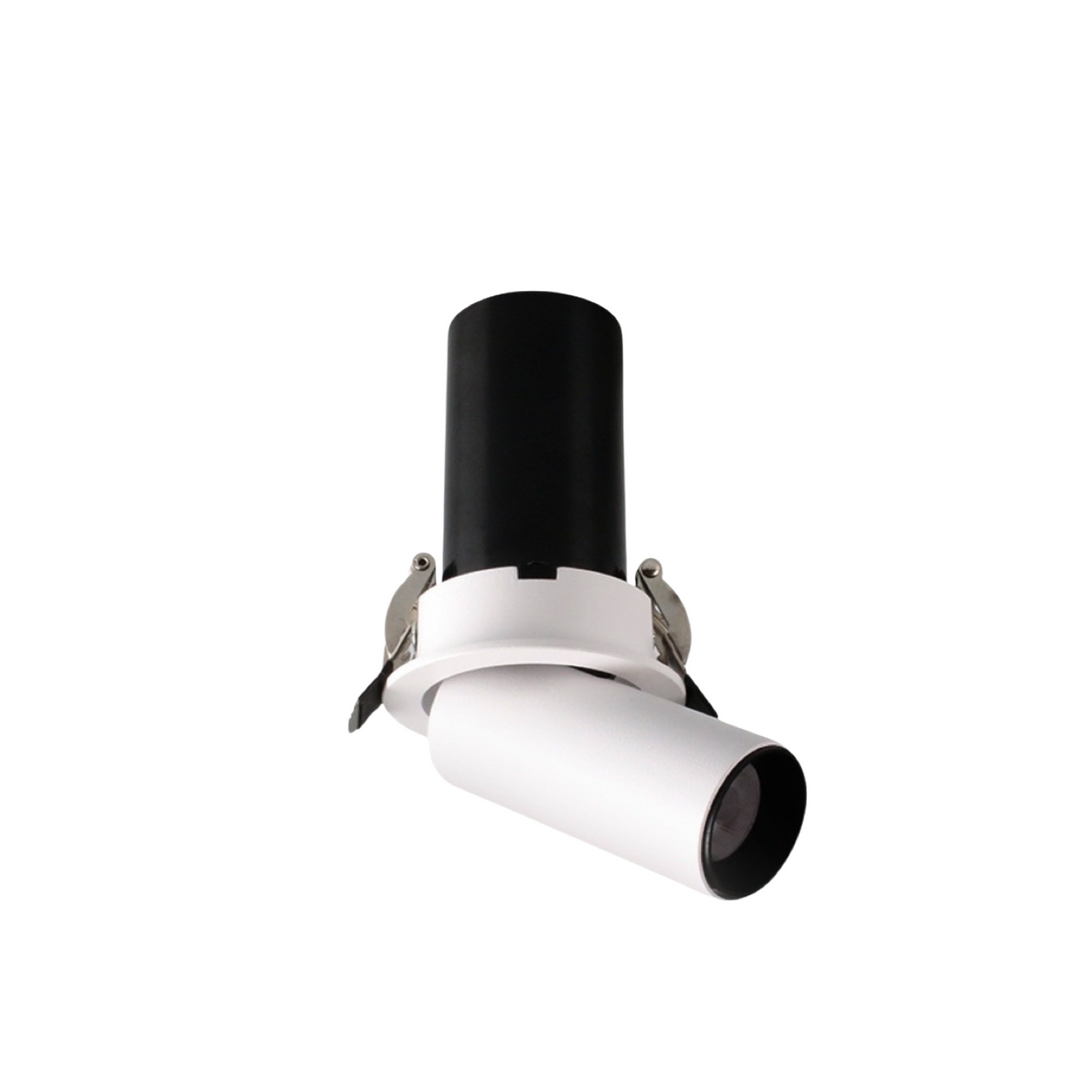 Pull-out recessed spotlight with adjustable head for architectural and accent lighting