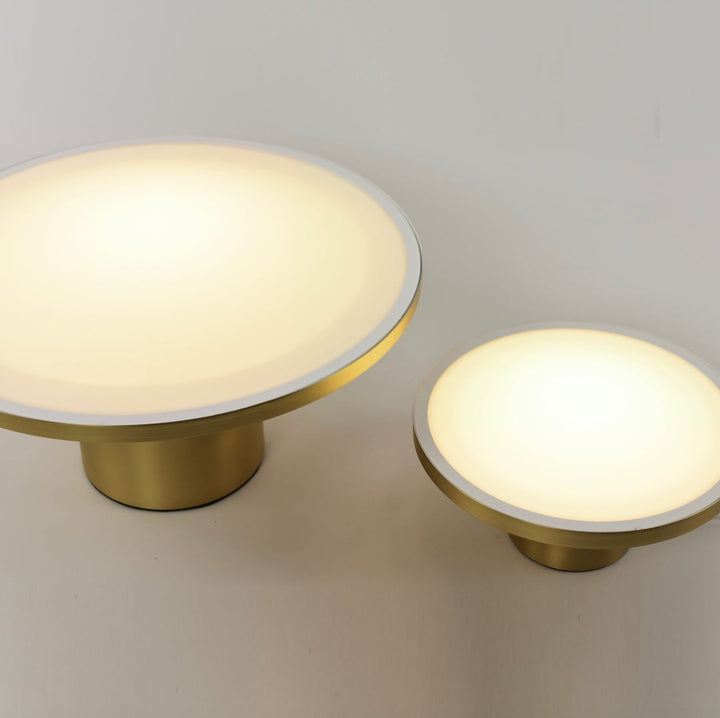 Minimalist Simbolo Table Lamp featuring opal disc diffuser and soft ambient lighting ideal for modern homes, bedrooms and study areas.