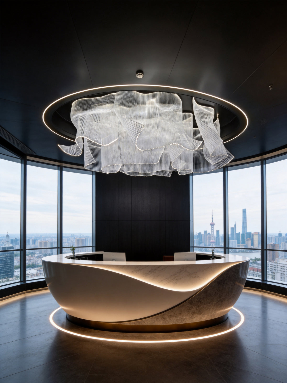 Infinity Waves Bespoke LED Lobby Lighting | Lucretia