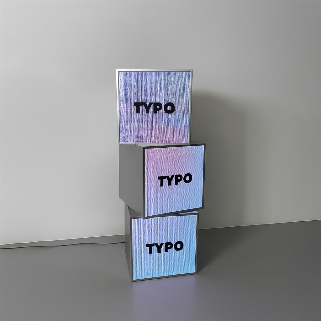 Modular cube LED display for digital signage in retail and exhibition environments