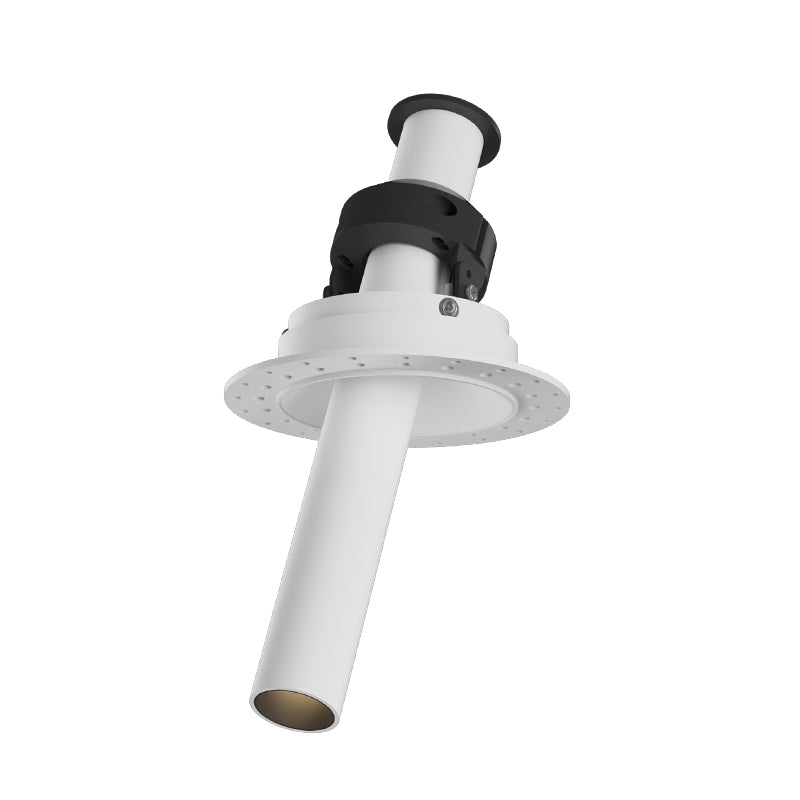 White trimless accent spotlight with recessed ceiling mounting structure