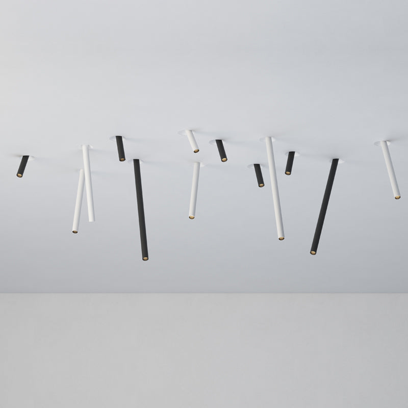 Trimless linear accent spotlights in black and white finishes for ceiling feature lighting