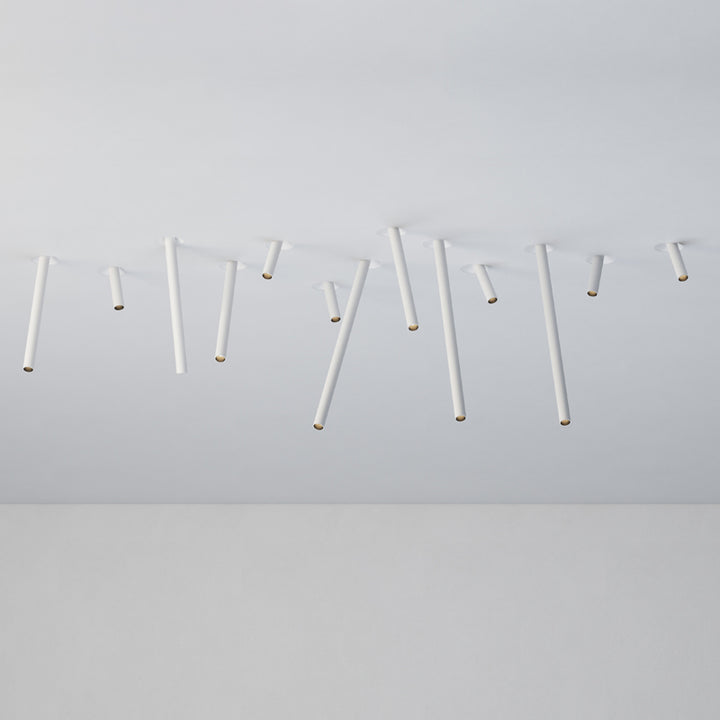 White trimless linear accent spotlights arranged for modern ceiling feature lighting