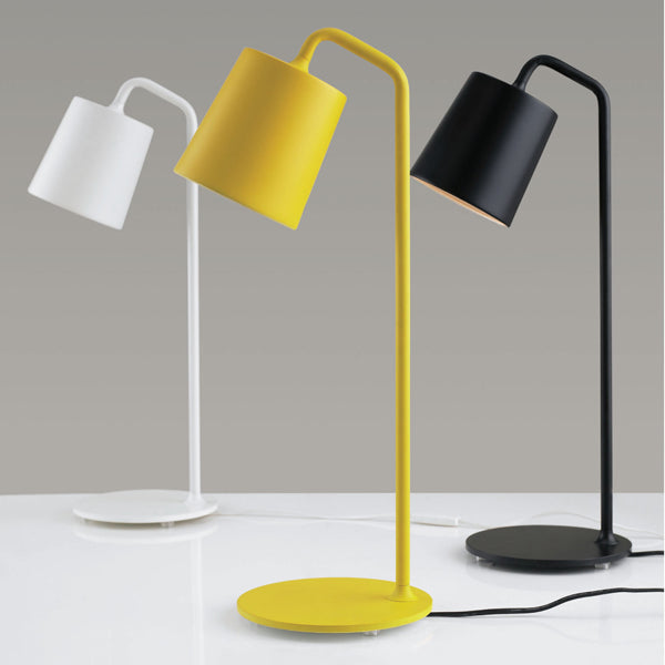 Modern Mona Desk Lamp in multiple colours featuring angled shade and slim metal body, perfect for study tables, bedside use and creative workspaces.