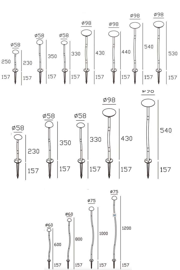 Mushroom spike light dimensions for landscape lighting installation