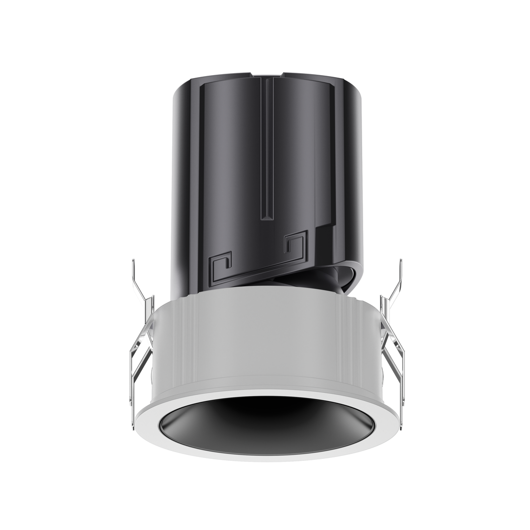 NOVA 55 architectural LED downlight with metallic black reflector, precision optics and deep recessed anti-glare design.