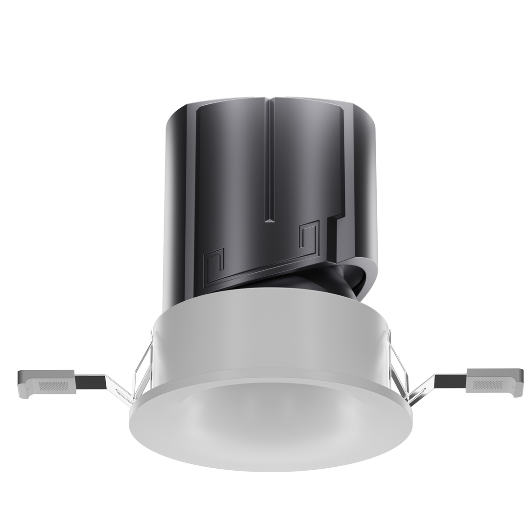 Close-up of the NOVA 75 curved trim architectural downlight highlighting its sculpted trim and precision optical system.