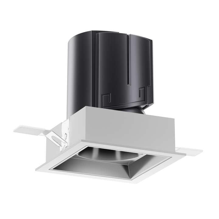 NOVA 75 square architectural LED downlight with deep recessed anti-glare optics for premium residential and commercial lighting.