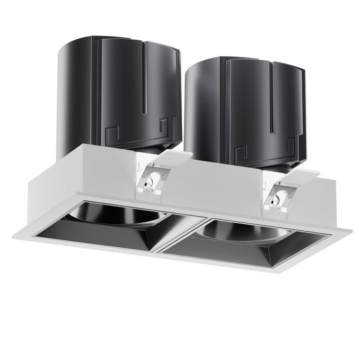 NOVA 75 twin square architectural LED downlight with dual deep recessed anti-glare optics and precision architectural lighting.