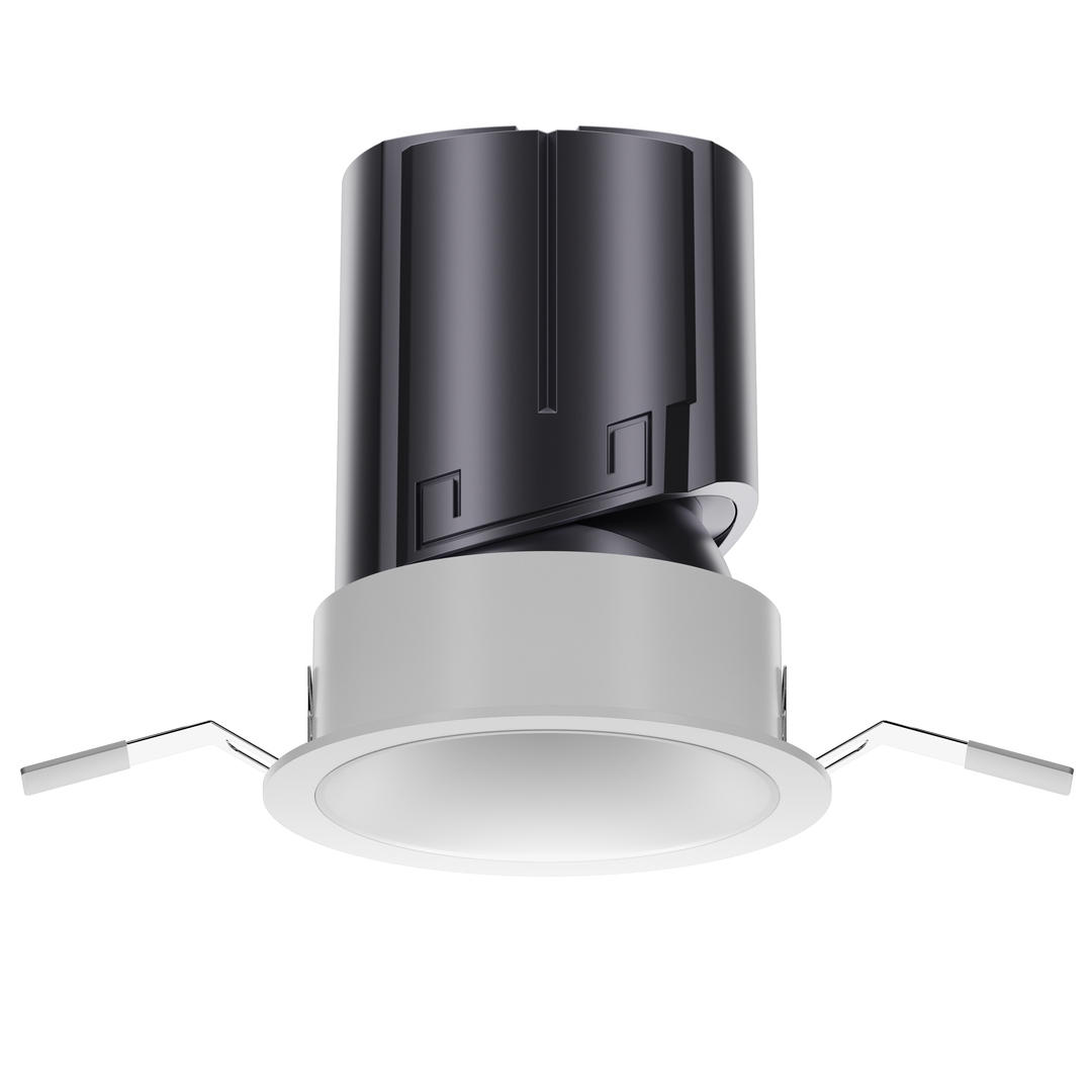 NOVA 95 architectural LED downlight with white reflector, deep recessed anti-glare optics and Ø95 mm cut-out.
