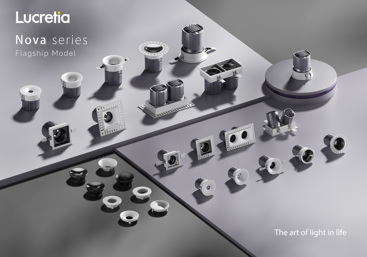Lucretia NOVA Series architectural downlights showcasing next-generation lighting design and precision engineering.