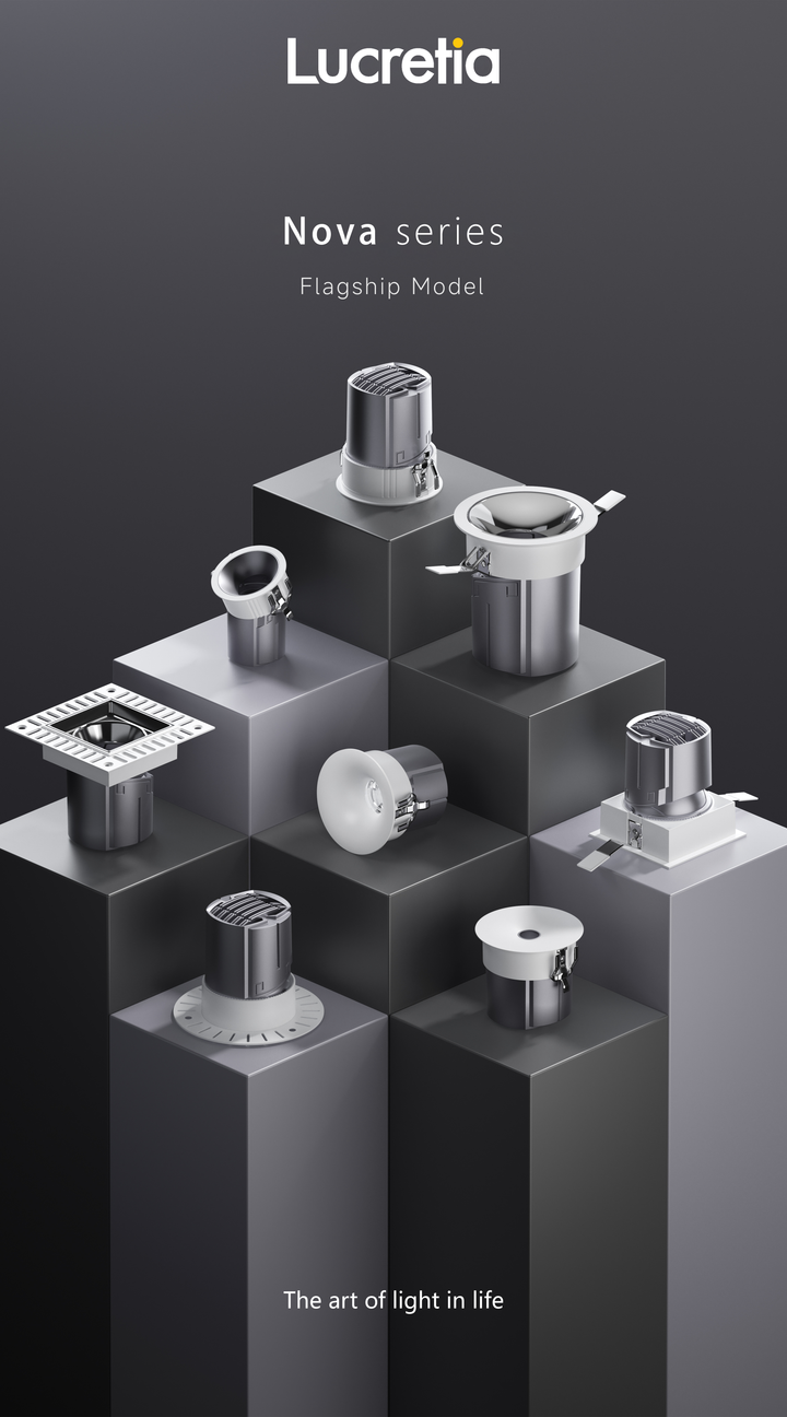 Lucretia NOVA Series architectural lighting collection featuring premium LED downlights for residential and commercial projects.