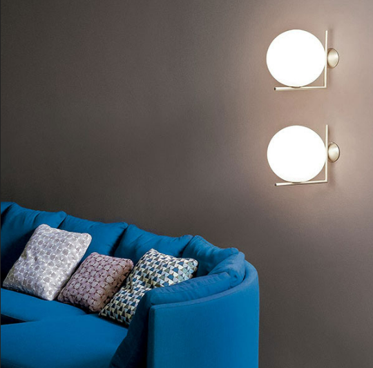 modern interior scene showing opal glass wall lamp with warm diffused glow ideal for bedroom living room and home lighting