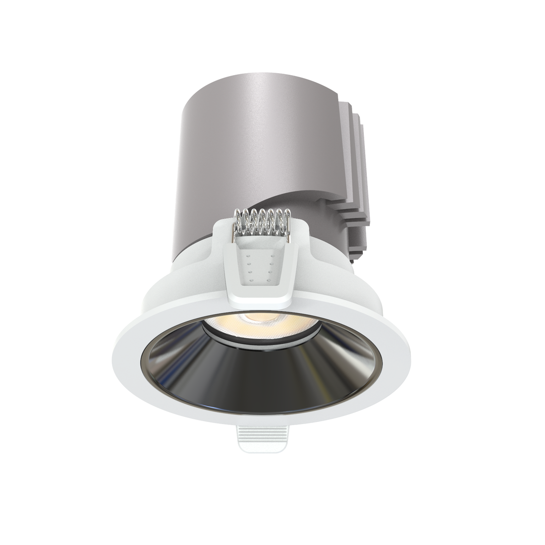 P1 3 inch architectural LED recessed downlight with round trim designed by Lucretia for North American residential and commercial lighting projects.