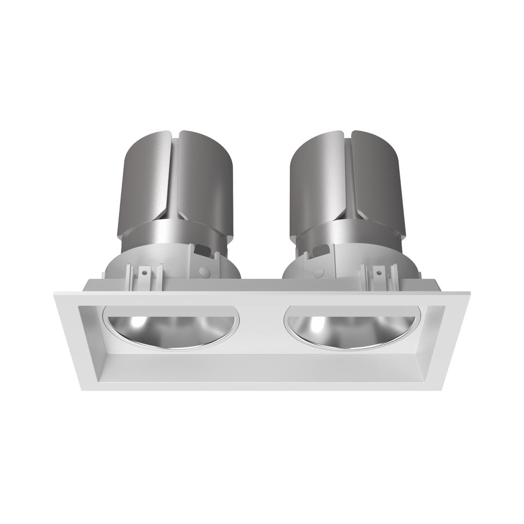 P1 3 inch dual square architectural LED wall wash downlight with dual precision asymmetric optics for smooth, uniform vertical wall illumination.