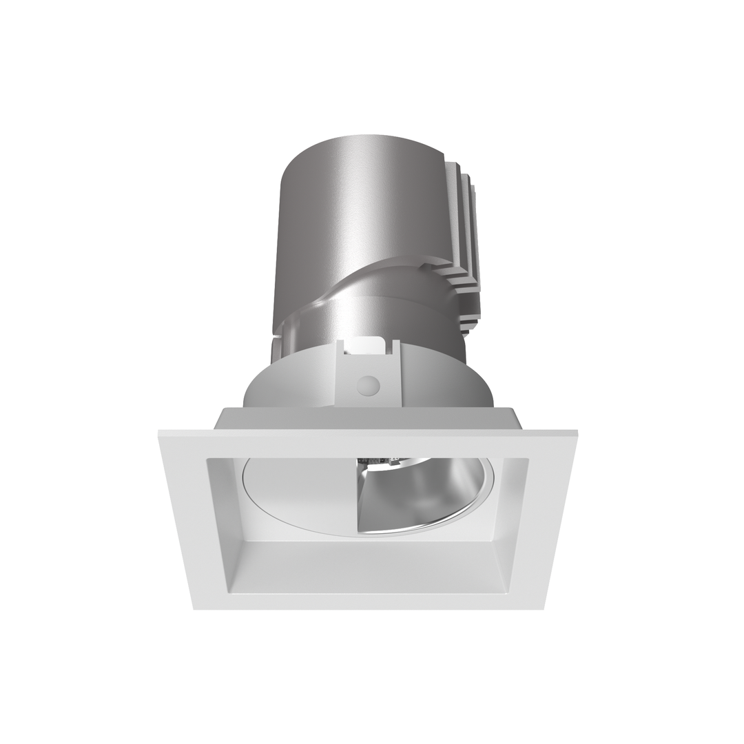 P1 3 inch square architectural LED wall wash downlight with precision asymmetric optics for smooth, uniform vertical wall illumination.