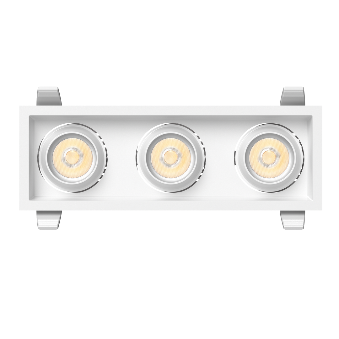 P1 3 inch triple architectural LED recessed downlight with three precision optical modules delivering uniform illumination for architectural lighting projects.