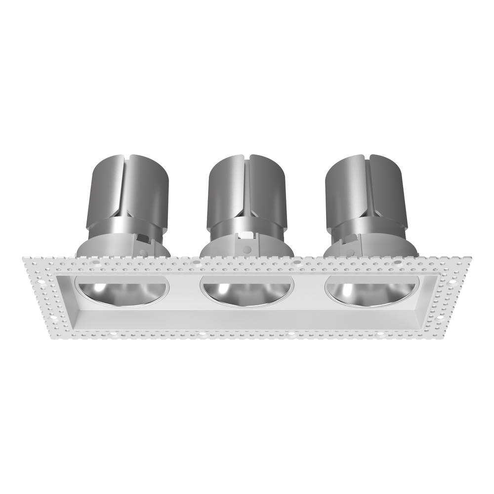 P1 3 inch triple square LED wall wash downlight featuring three precision optical modules for architectural, retail and gallery lighting applications.