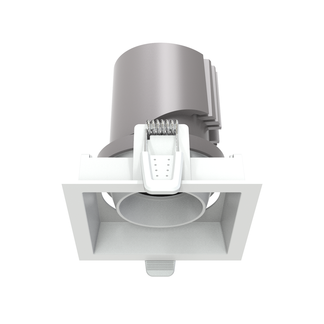 P1 3-inch Square Adjustable Architectural LED Downlight with deep recessed optics and precision beam adjustment.