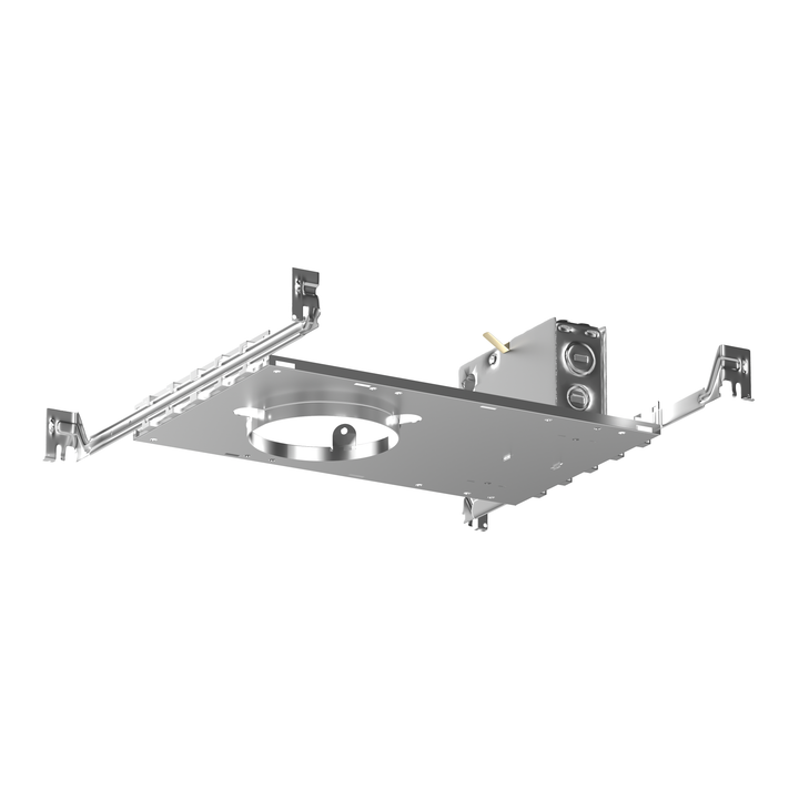 P1 New Construction Plate for Architectural LED Recessed Downlights, providing accurate positioning and secure installation before drywall.