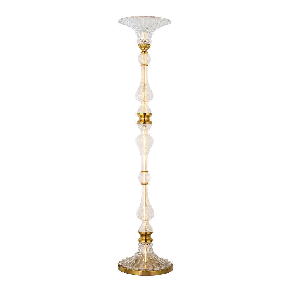 Designer Petaluxe L Floor Lamp featuring hand-blown glass and a sculptural vertical form for modern interiors.